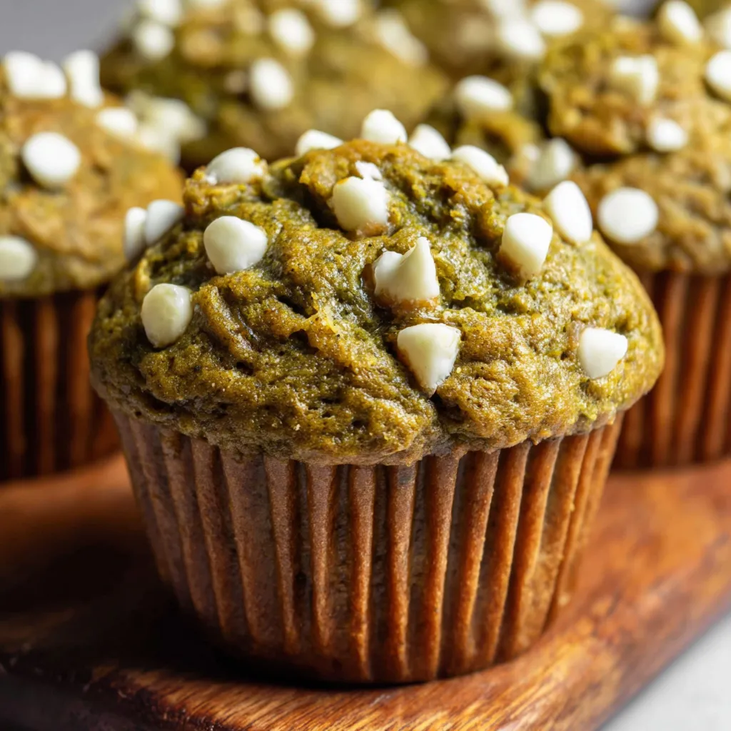 Matcha White Chocolate Pumpkin Muffins