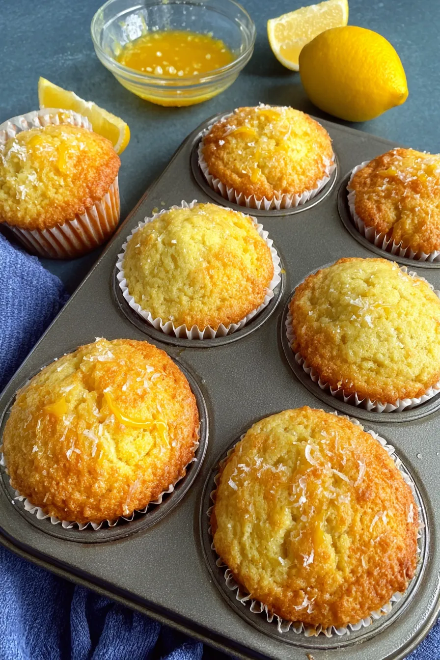 Freshly baked lemon curd muffins on a wire rack