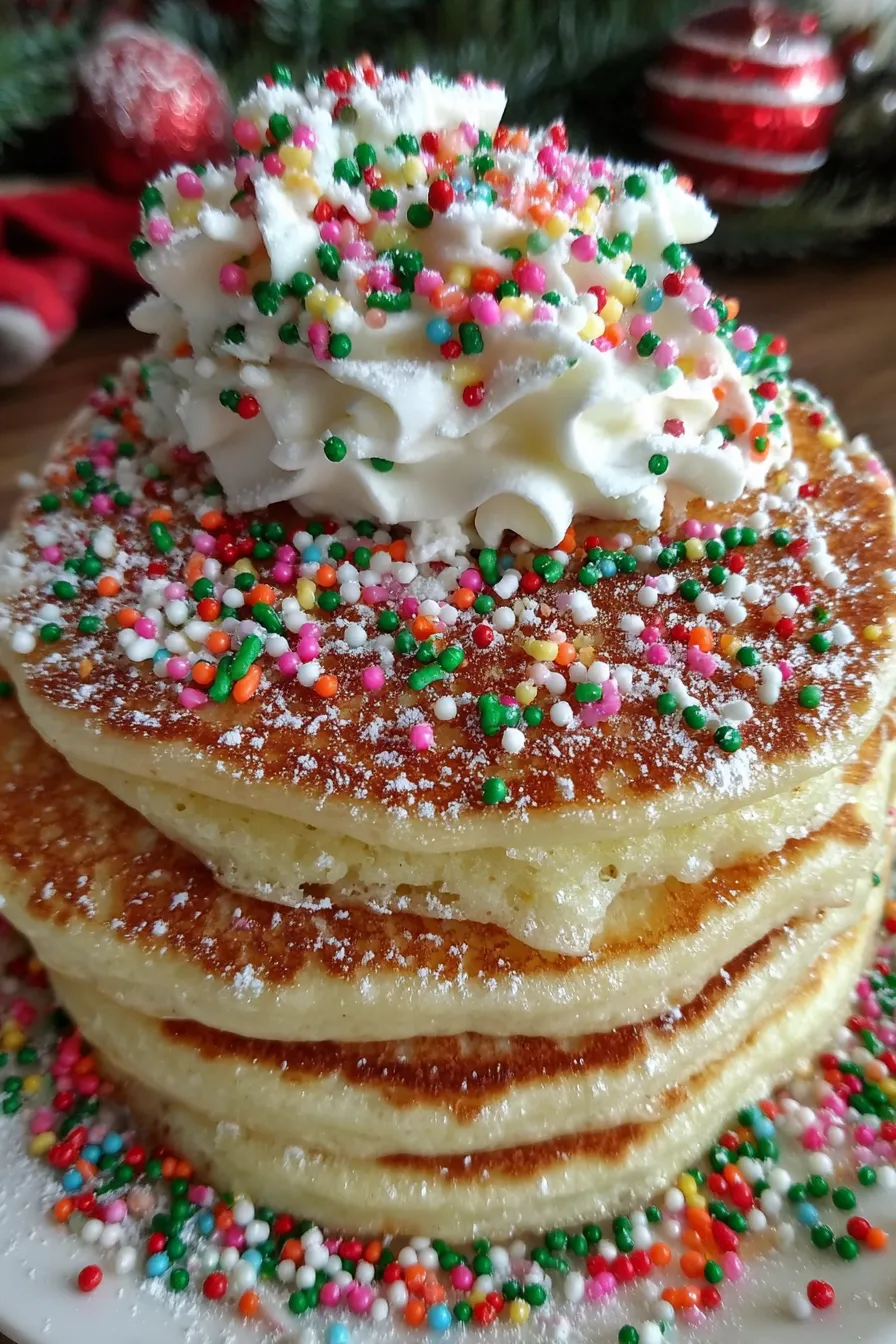 Close-up of festive pancakes with sprinkles