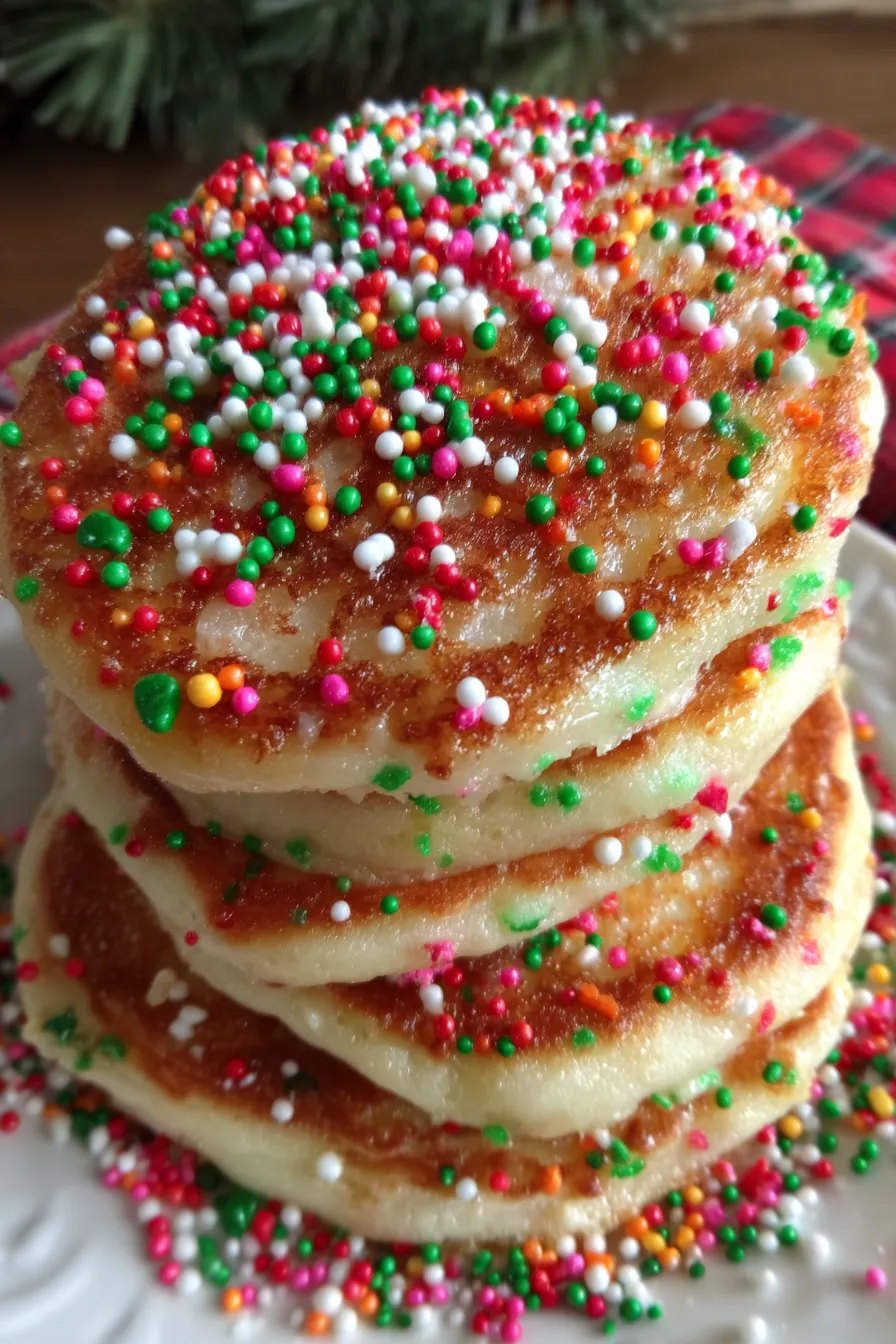 Stack of pancakes with holiday sprinkles
