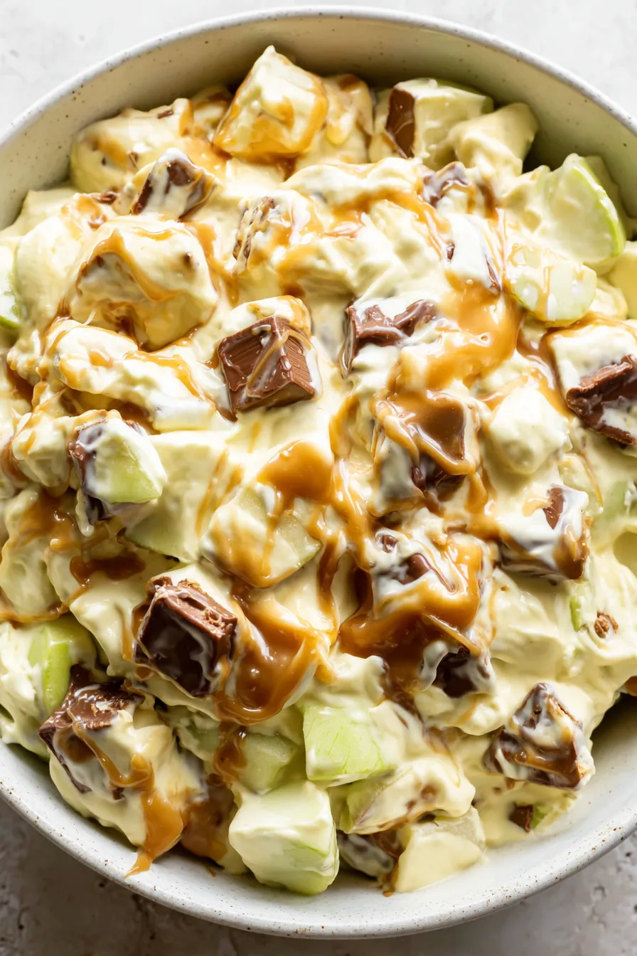 Chopped Snickers and apples ready to fold into salad