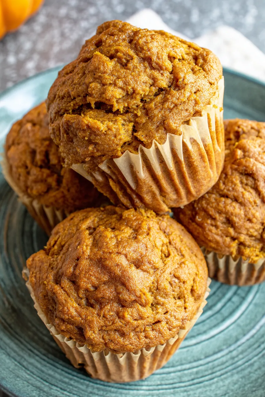 Close-up of a split pumpkin muffin showing moist crumb and add-ins