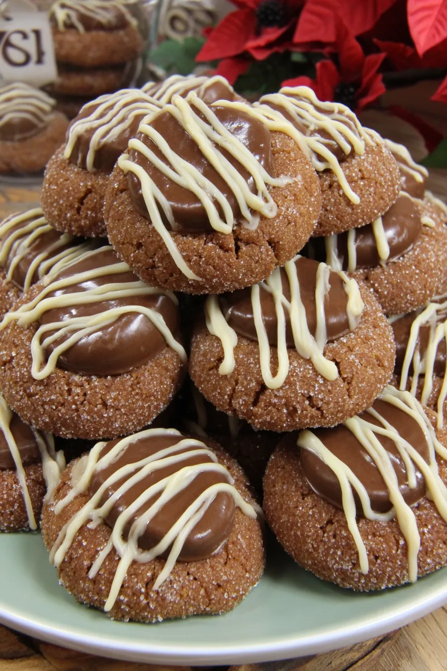 Tray of gingerbread kiss cookies cooling on a rack