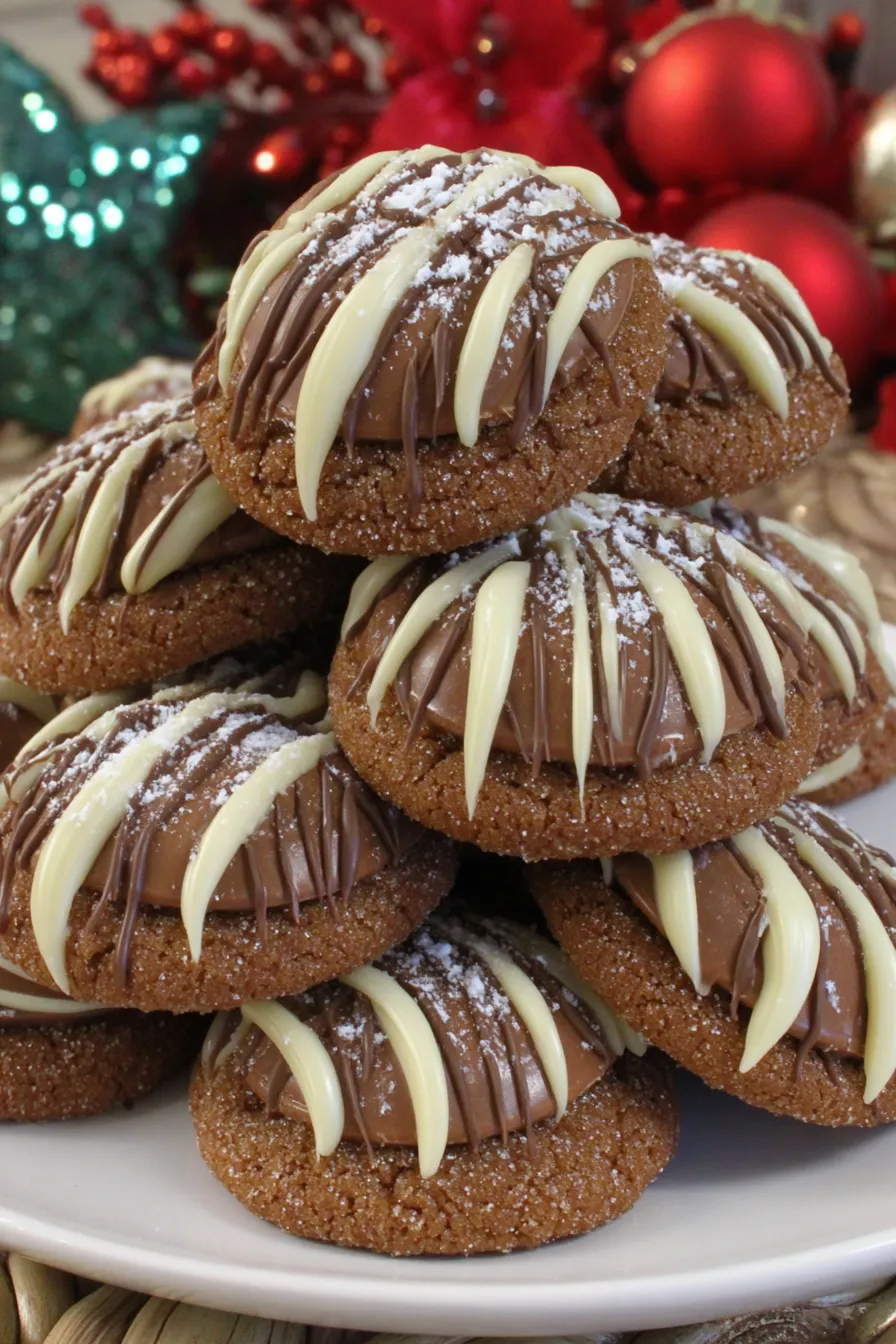 Close-up of a gingerbread kiss cookie with sanding sugar