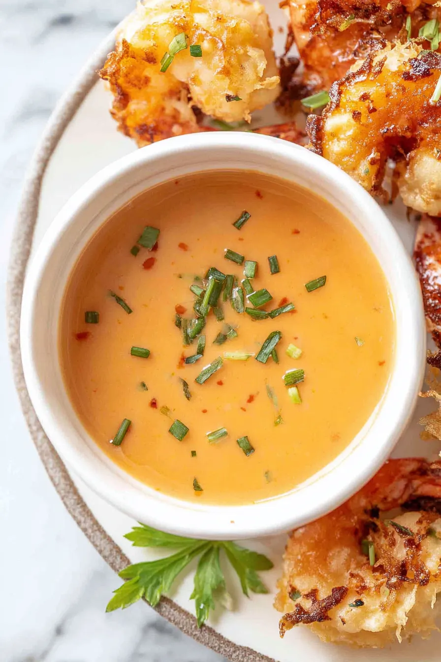 Small bowl of bang bang sauce ready to serve