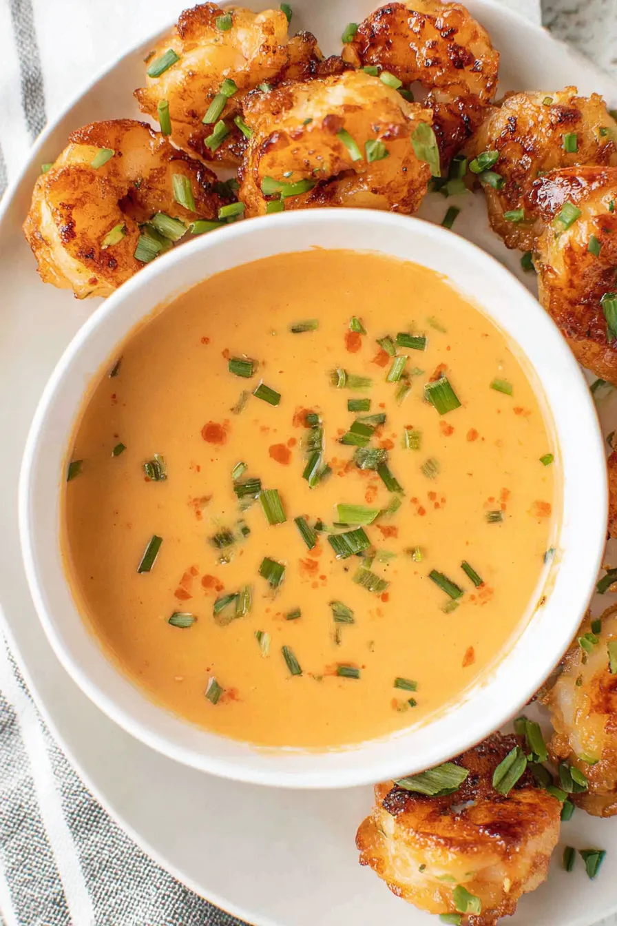 Bang bang sauce drizzled over grilled shrimp
