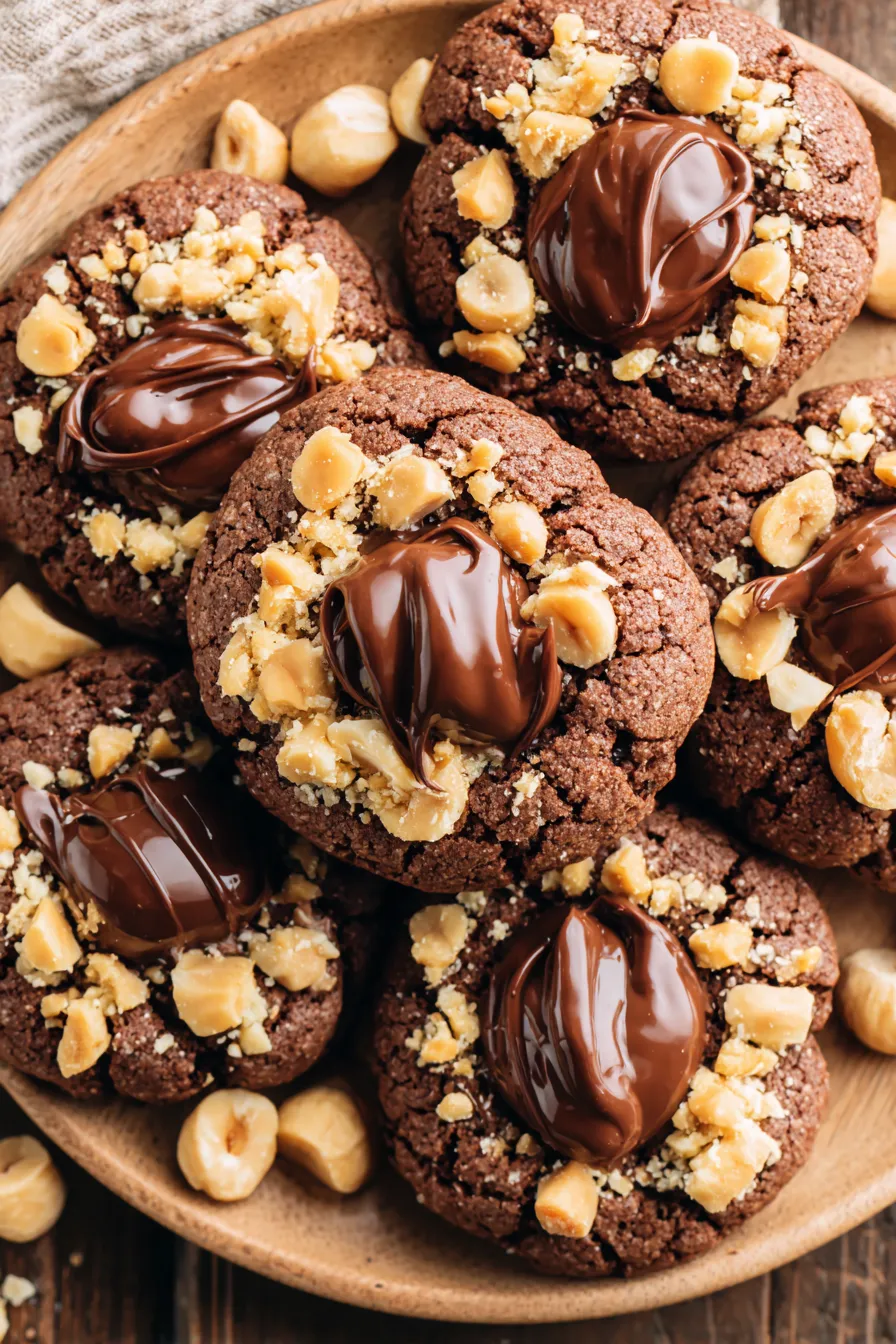Close-up of hazelnut-coated cookie edge