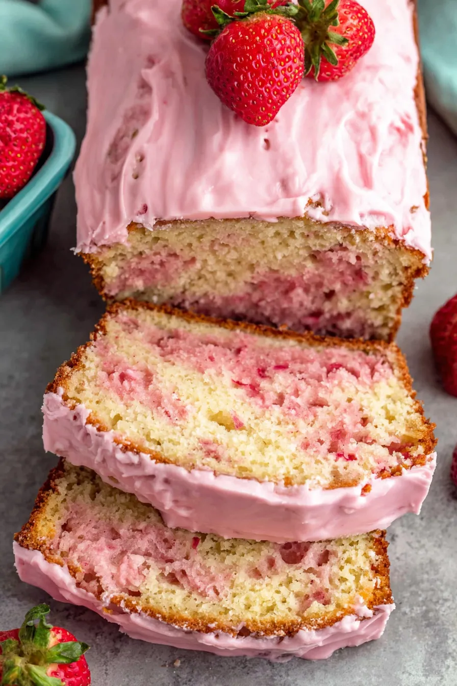 Baked strawberry banana loaf cooling on a rack
