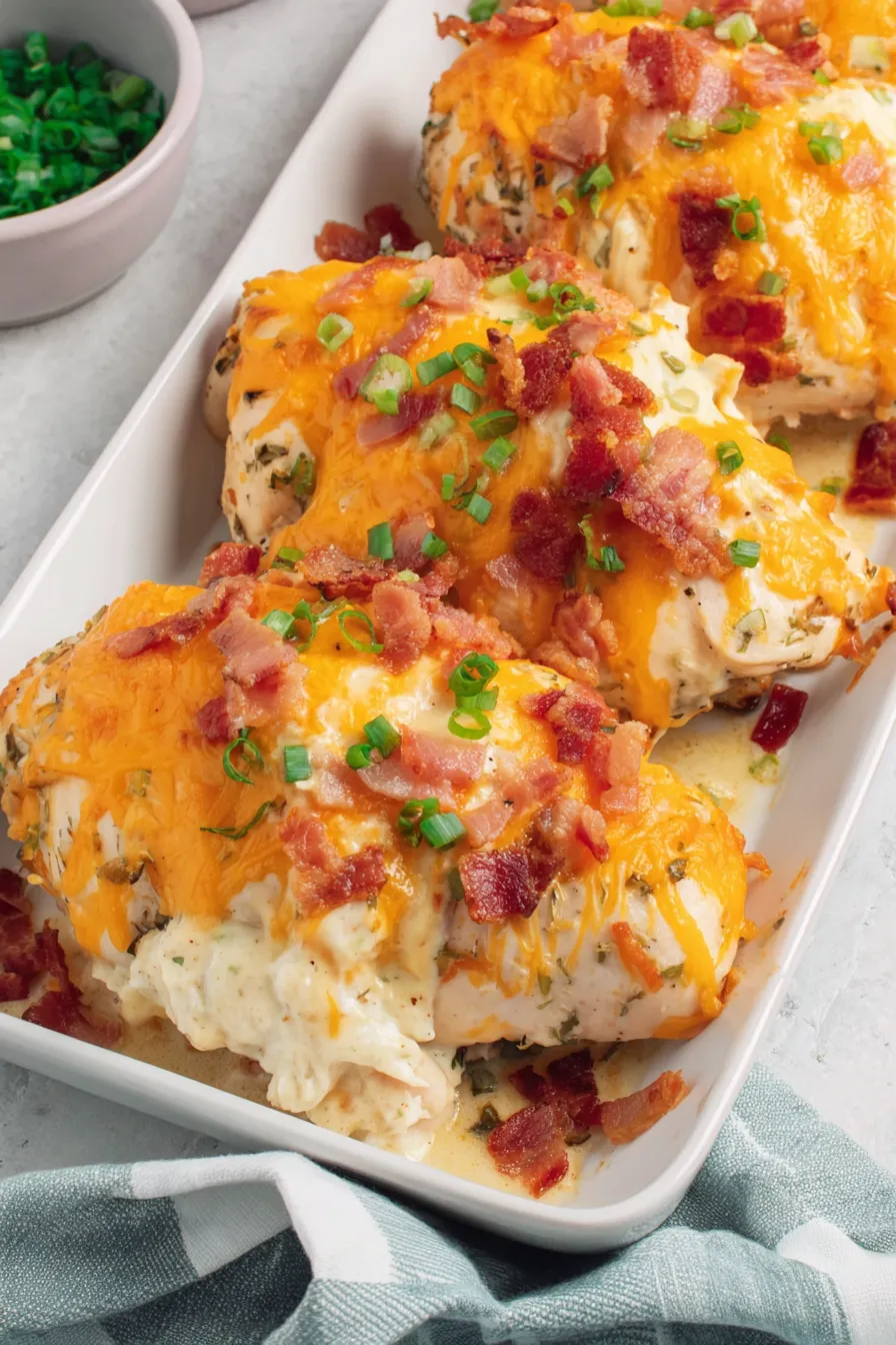 Close-up of creamy cheesy crack chicken
