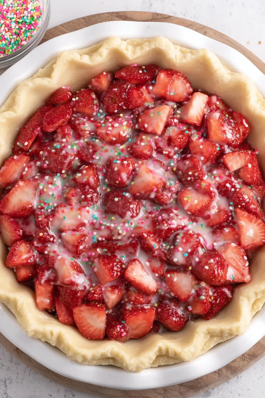Strawberry Pop Tart Pie cooling on a rack