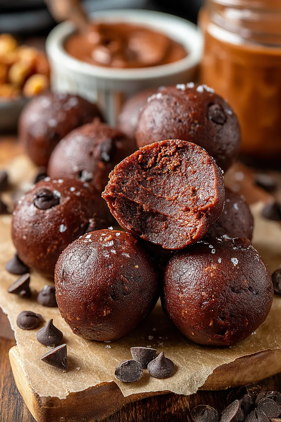 No-bake brownie bites on parchment
