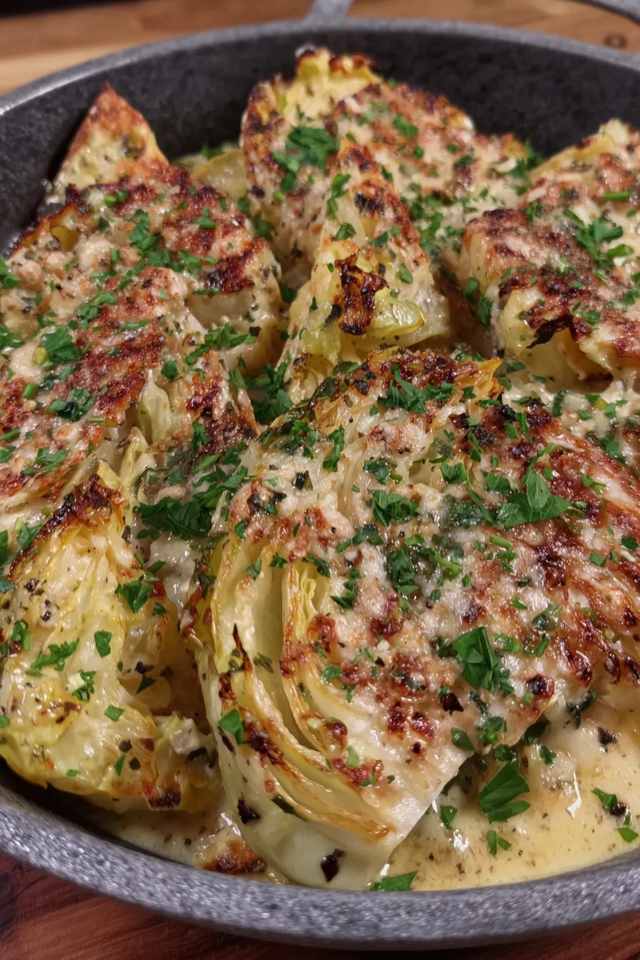 Creamy garlic Parmesan sauce in skillet