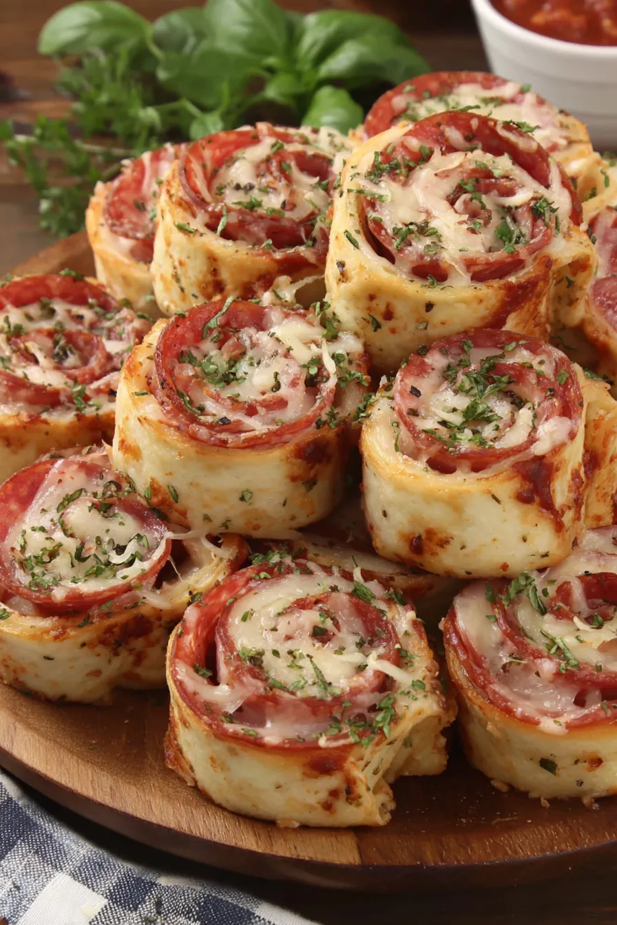 Close-up of a sliced tortilla pizza roll showing melted cheese and toppings