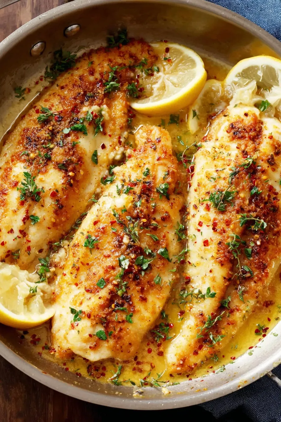 Baked lemon garlic tilapia straight from the oven