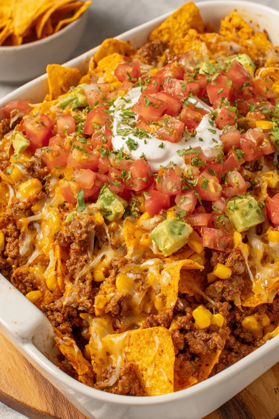 Doritos Taco Casserole fresh from the oven