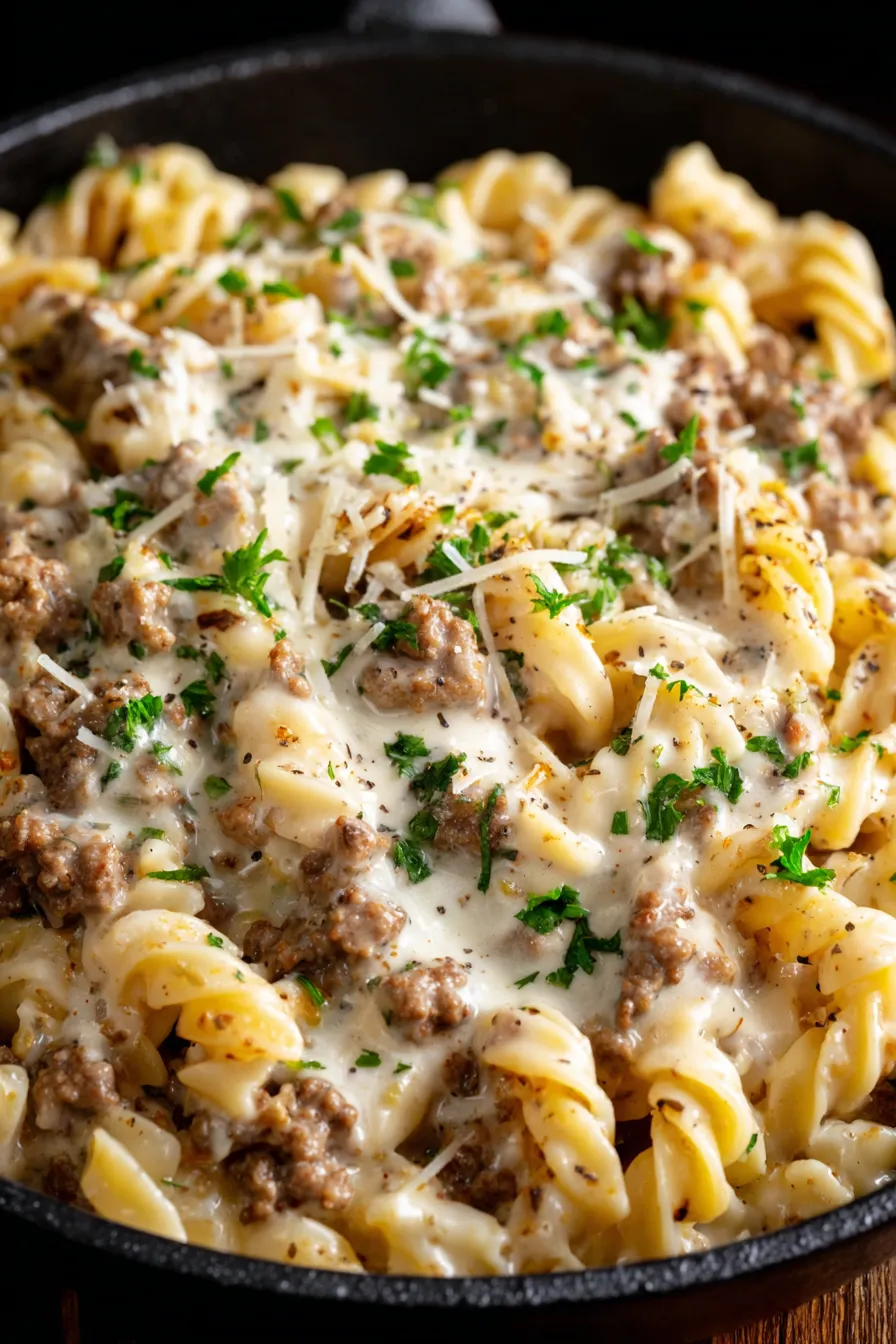 Creamy pasta served in bowls with parsley garnish