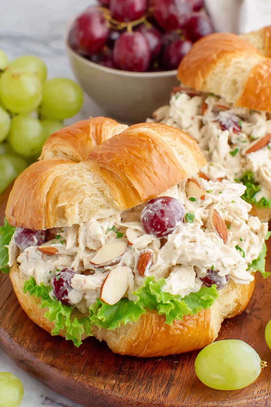Chicken salad scooped onto bread