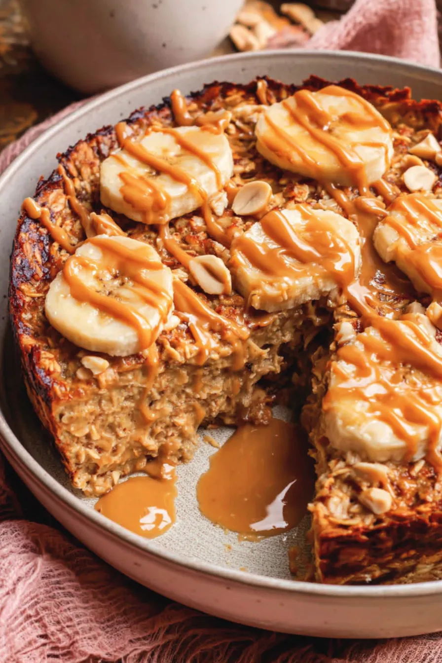 Peanut butter and bananas ready for baked oatmeal