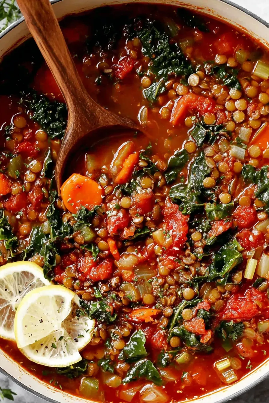 Bowl of Mediterranean lentil soup