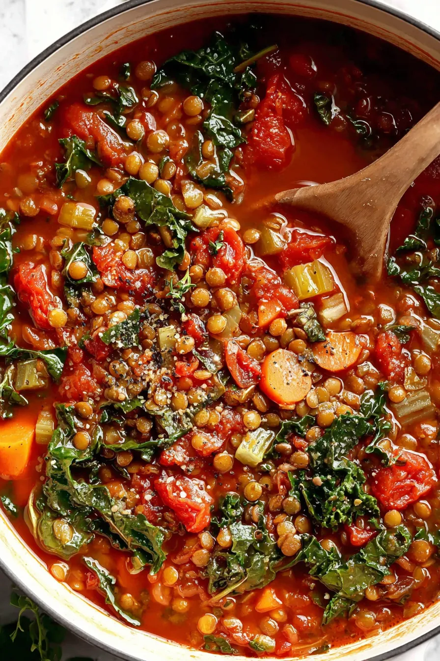 Chopped vegetables for lentil soup