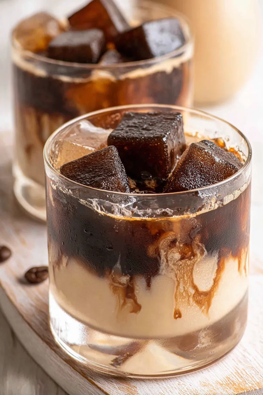 Bailey's and Coffee Ice Cubes in glasses