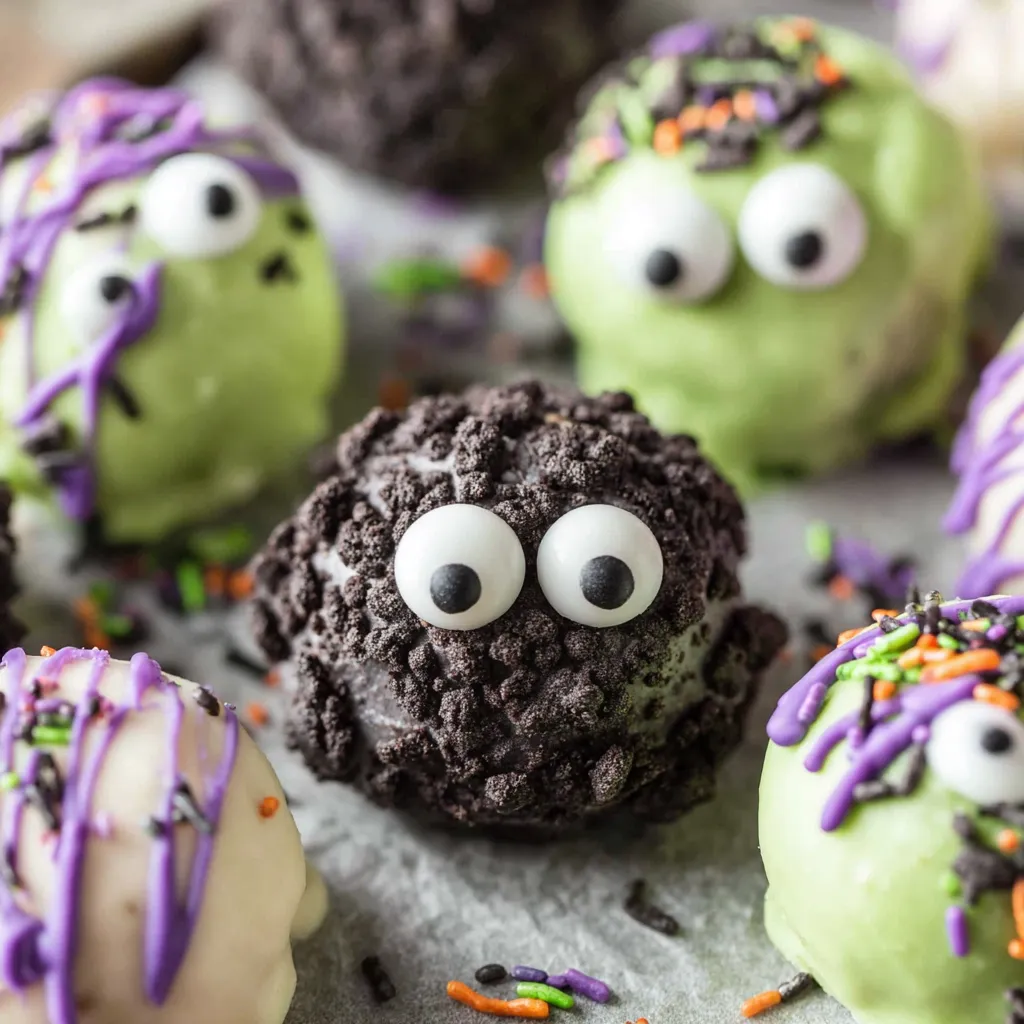 No Bake Monster Truffles (Halloween Oreo Balls)