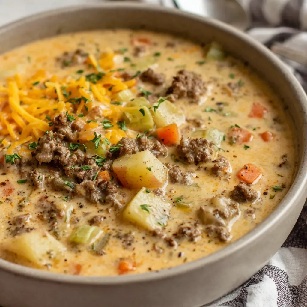 Hearty Cheeseburger Soup