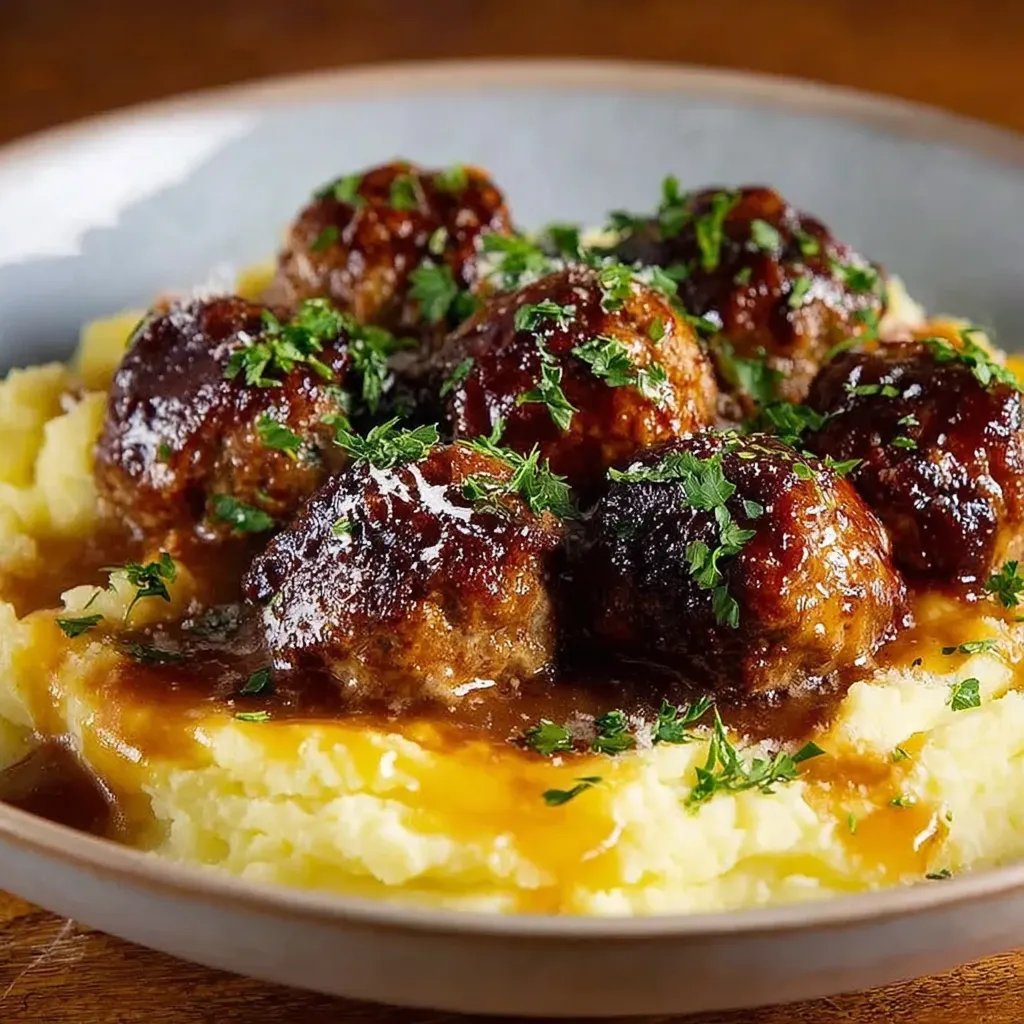 Irresistible Salisbury Meatballs & Mashed Potatoes