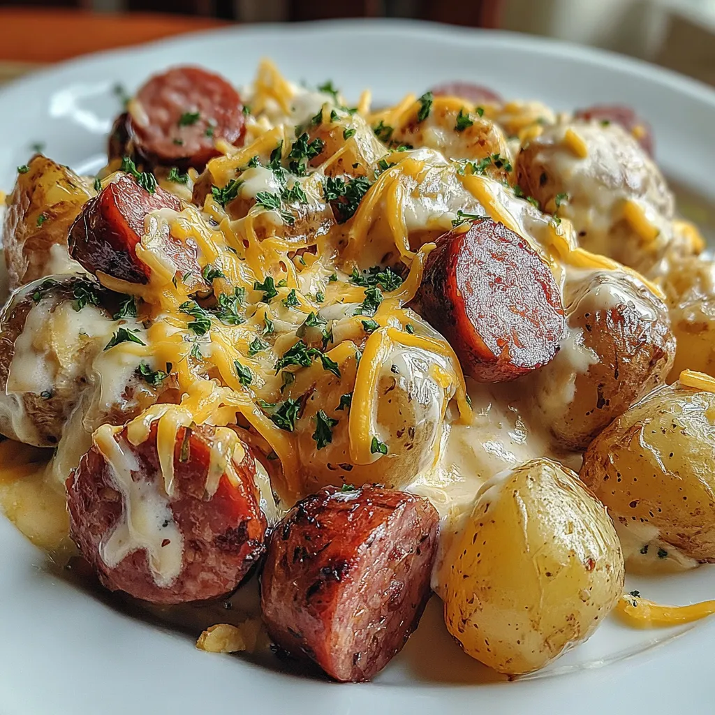 Cheesy Ranch Potatoes and Smoked Sausage