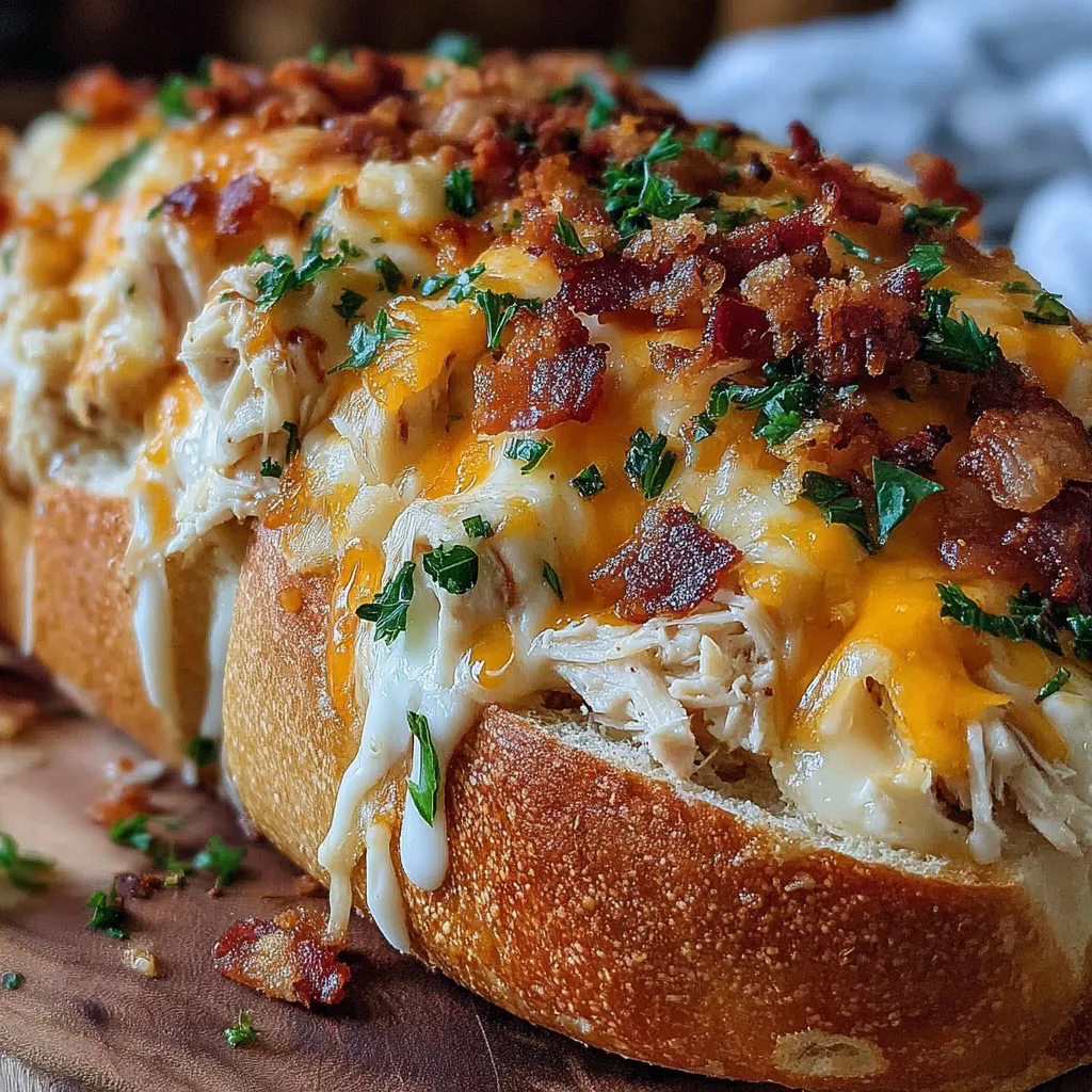 Delicious Chicken Bacon Ranch Stuffed Bread