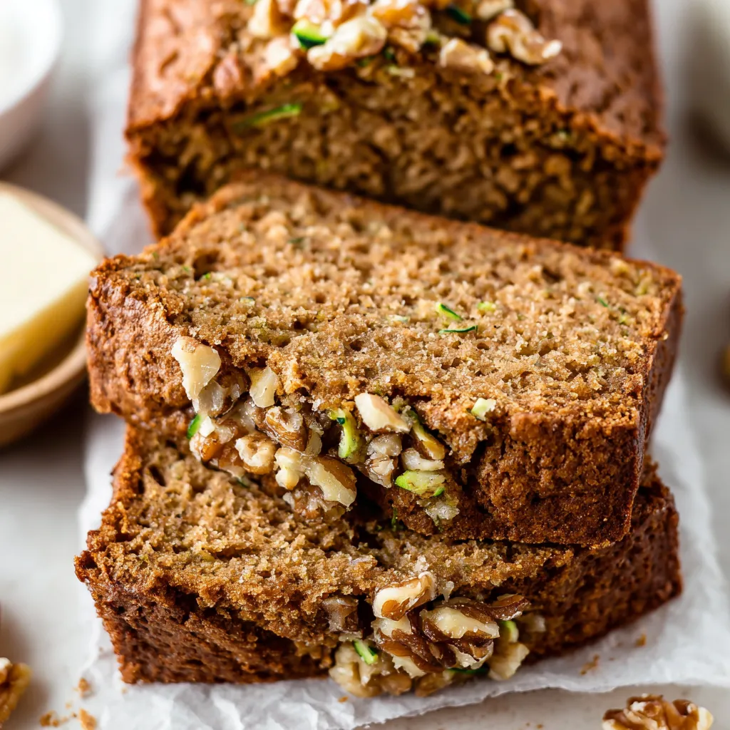 Moist Zucchini Bread with Applesauce and Walnuts
