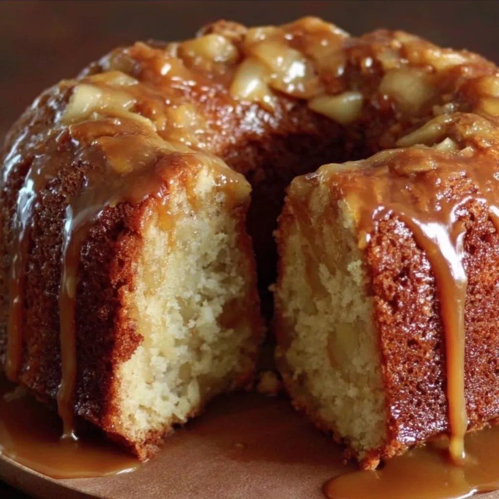 Apple Bundt Cake with Warm Caramel Glaze