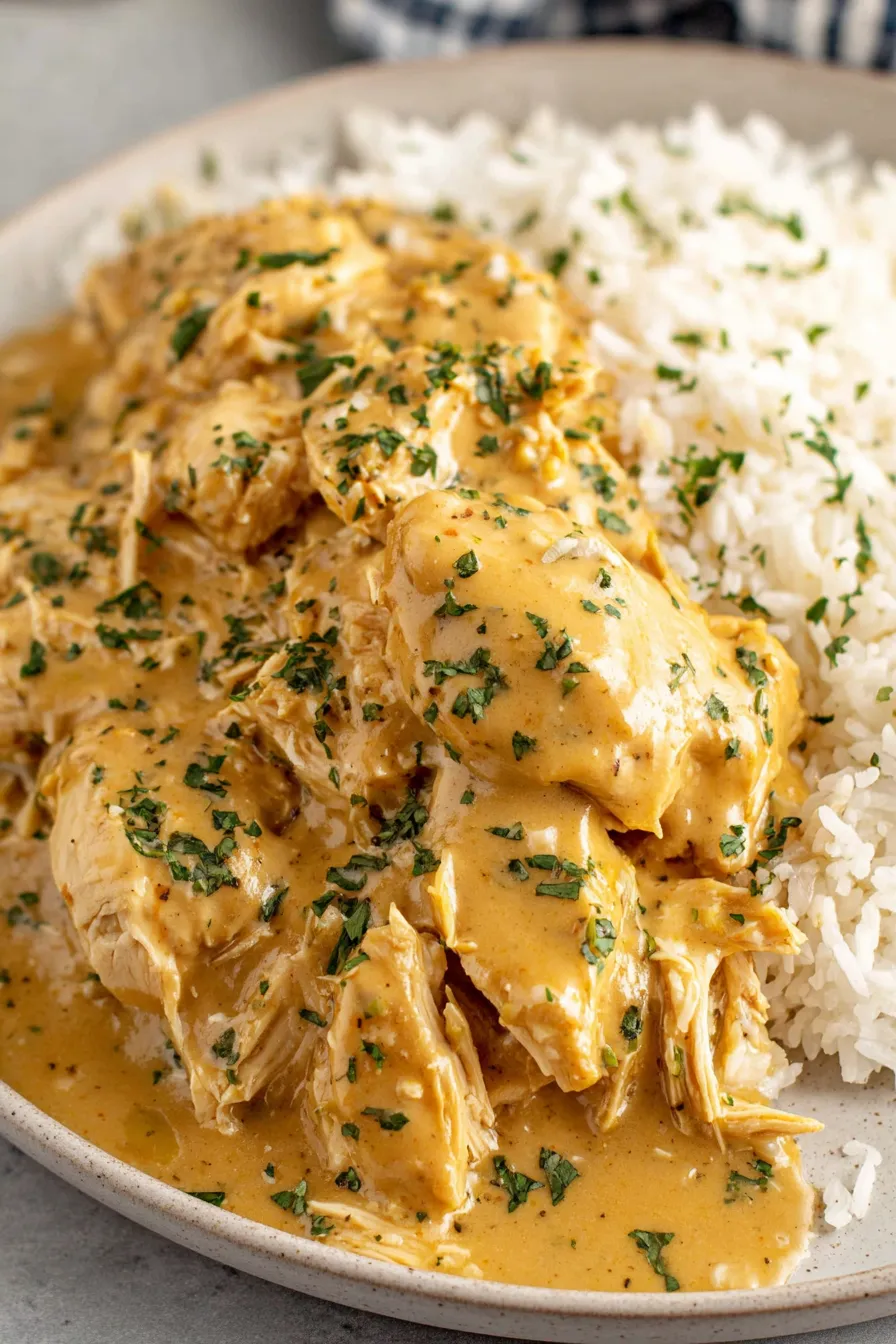 Slow cooker with chicken and creamy gravy