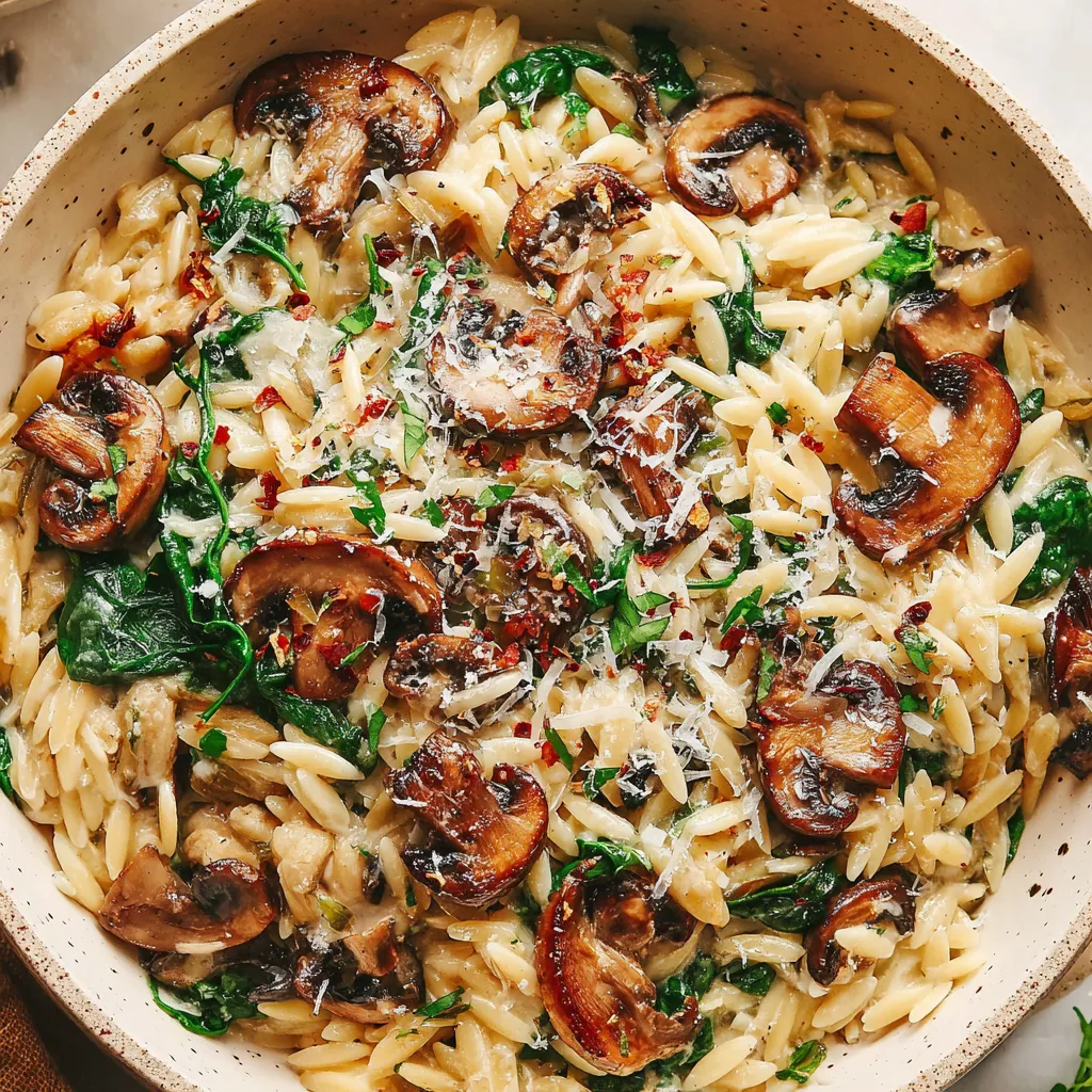 Creamy Garlic Mushroom Orzo