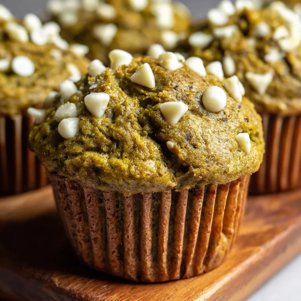 Matcha White Chocolate Pumpkin Muffins