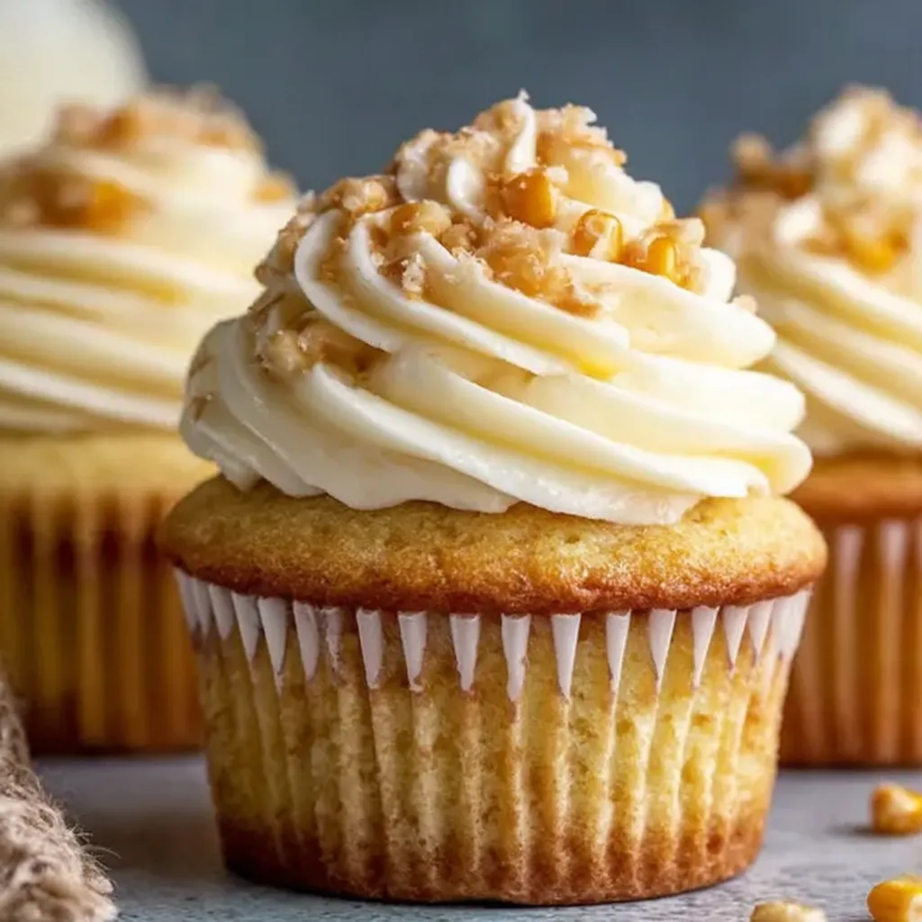 Fresh Corn Cupcakes with Brown Butter Honey Frosting