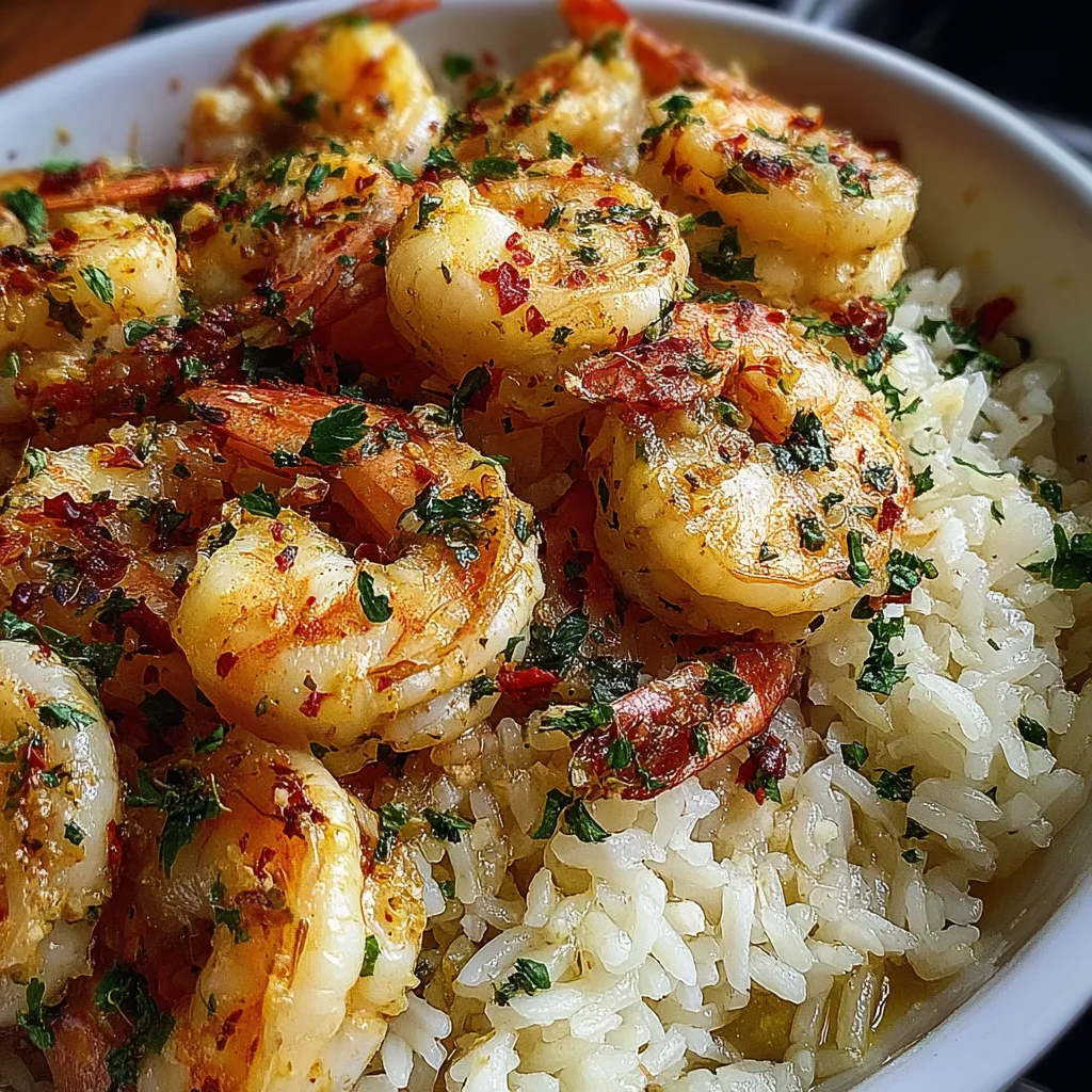 Garlic Butter Shrimp Rice Bake