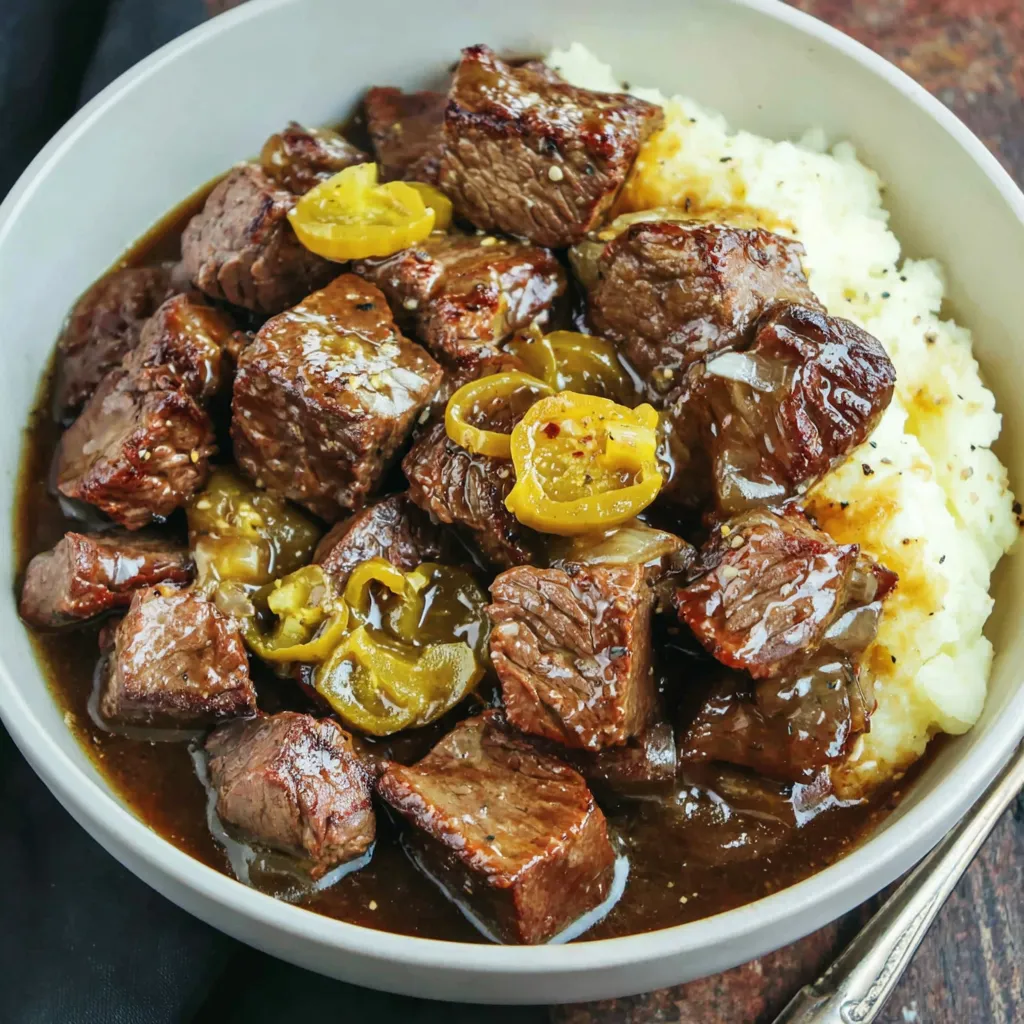 Slow Cooker Mississippi Steak Bites