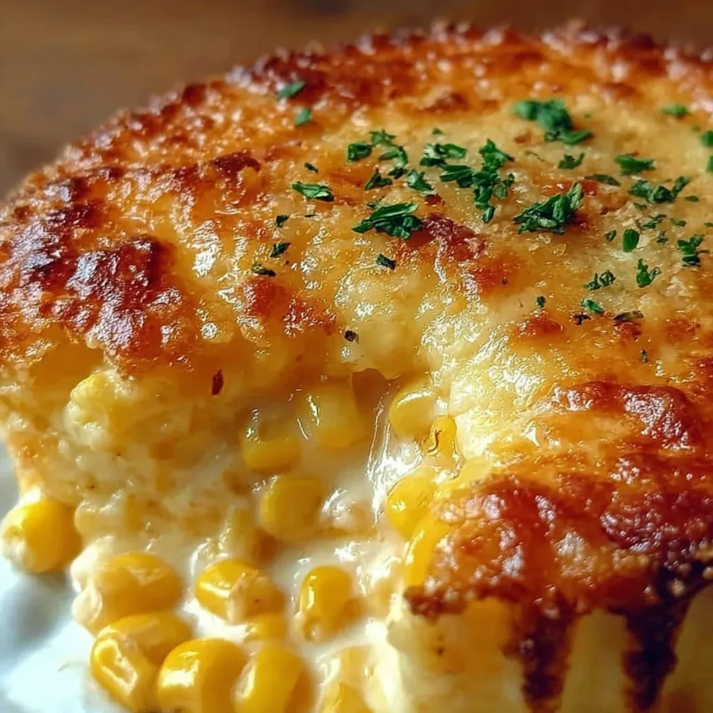 Honey-Glazed Corn Casserole with a Crispy Parmesan Crust