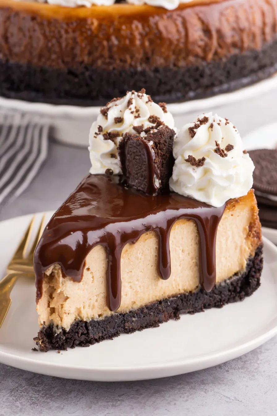Slice of mocha cheesecake