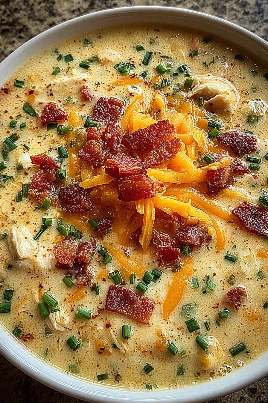 Creamy soup being ladled into a bowl