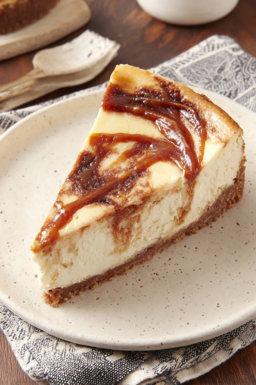 Cheesecake with apple butter swirls on top
