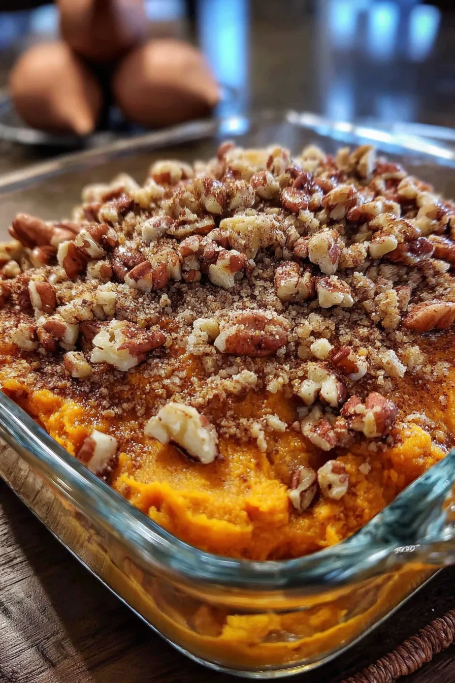 Close-up of pecan streusel topping