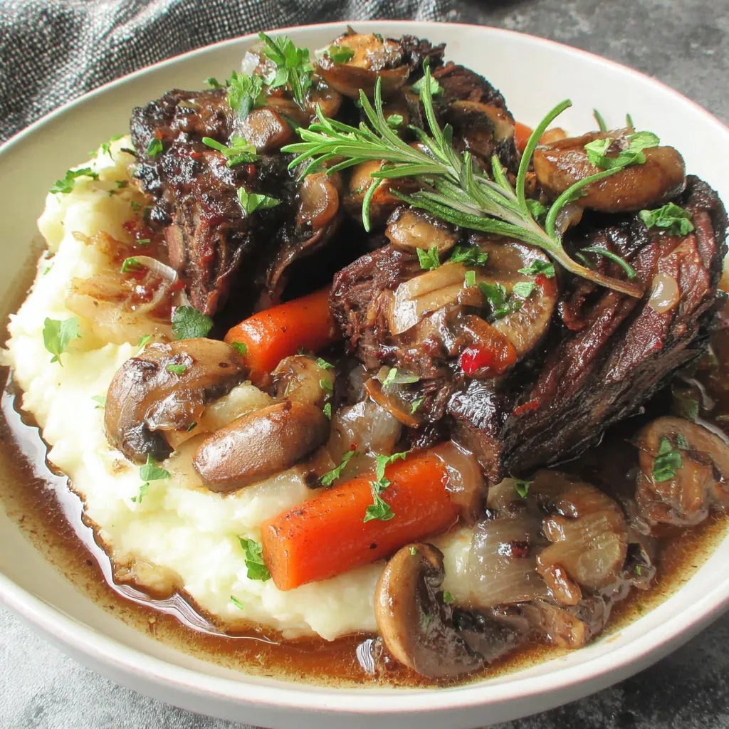 Red Wine Braised Short Ribs with Mushrooms