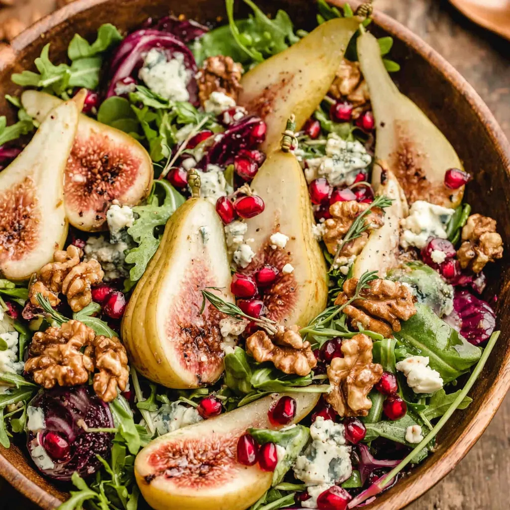 Pear, Fig & Pomegranate Salad with Toasted Walnuts and Blue Cheese