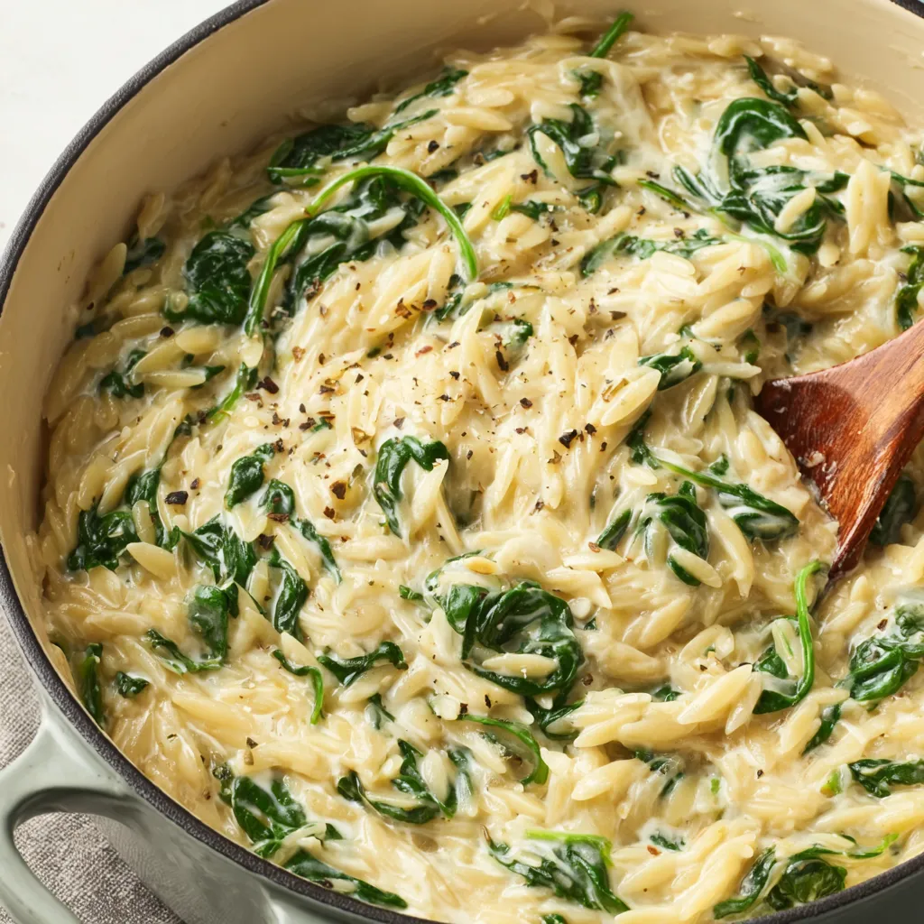 Creamy Garlic Spinach Orzo