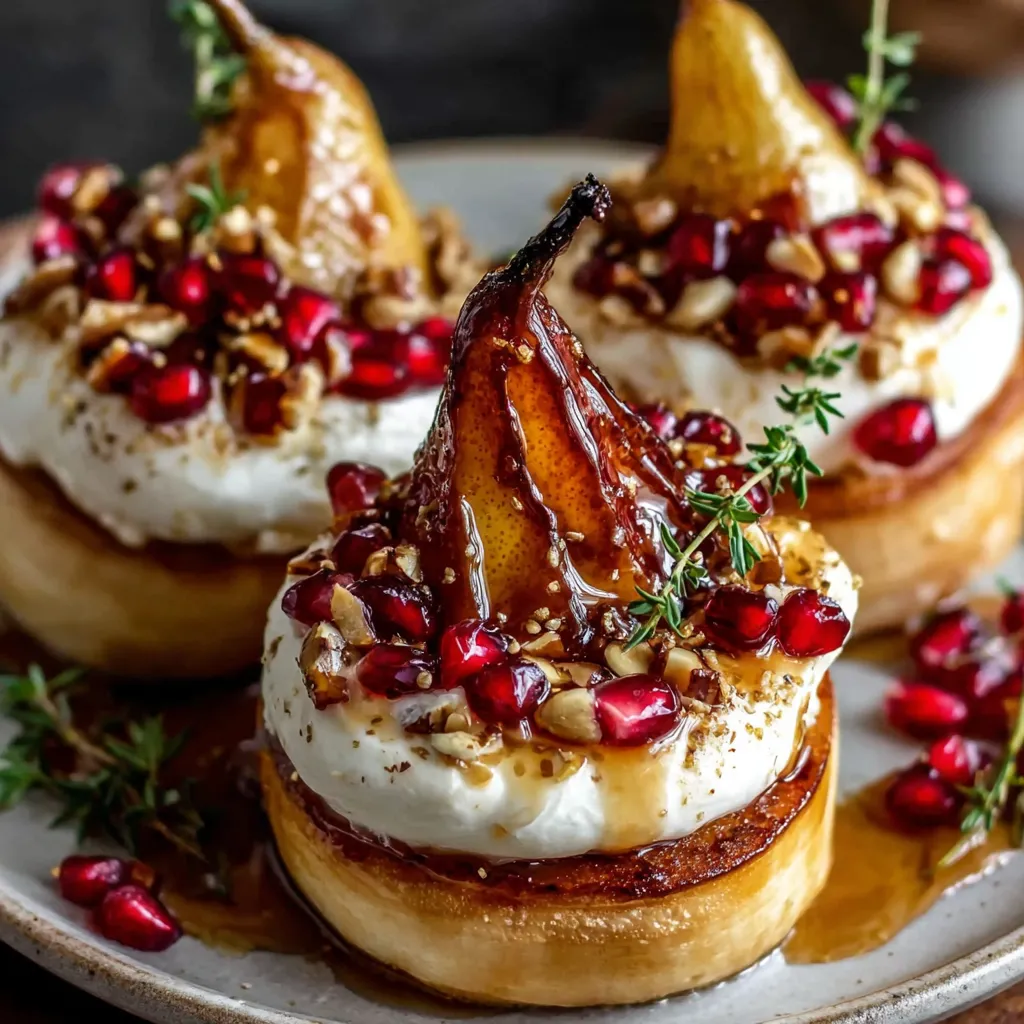 Golden Caramelized Pear & Burrata Towers