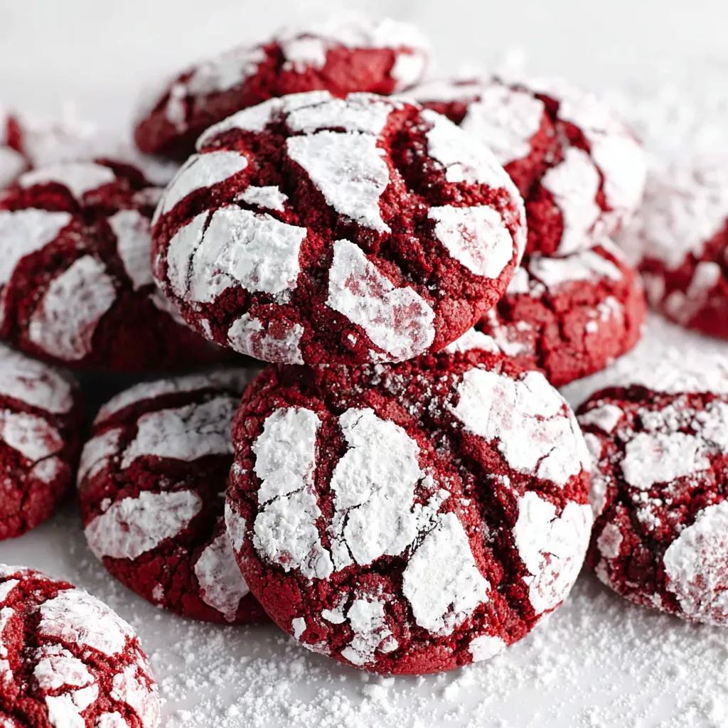 Soft Baked Red Velvet Crinkle Cookies