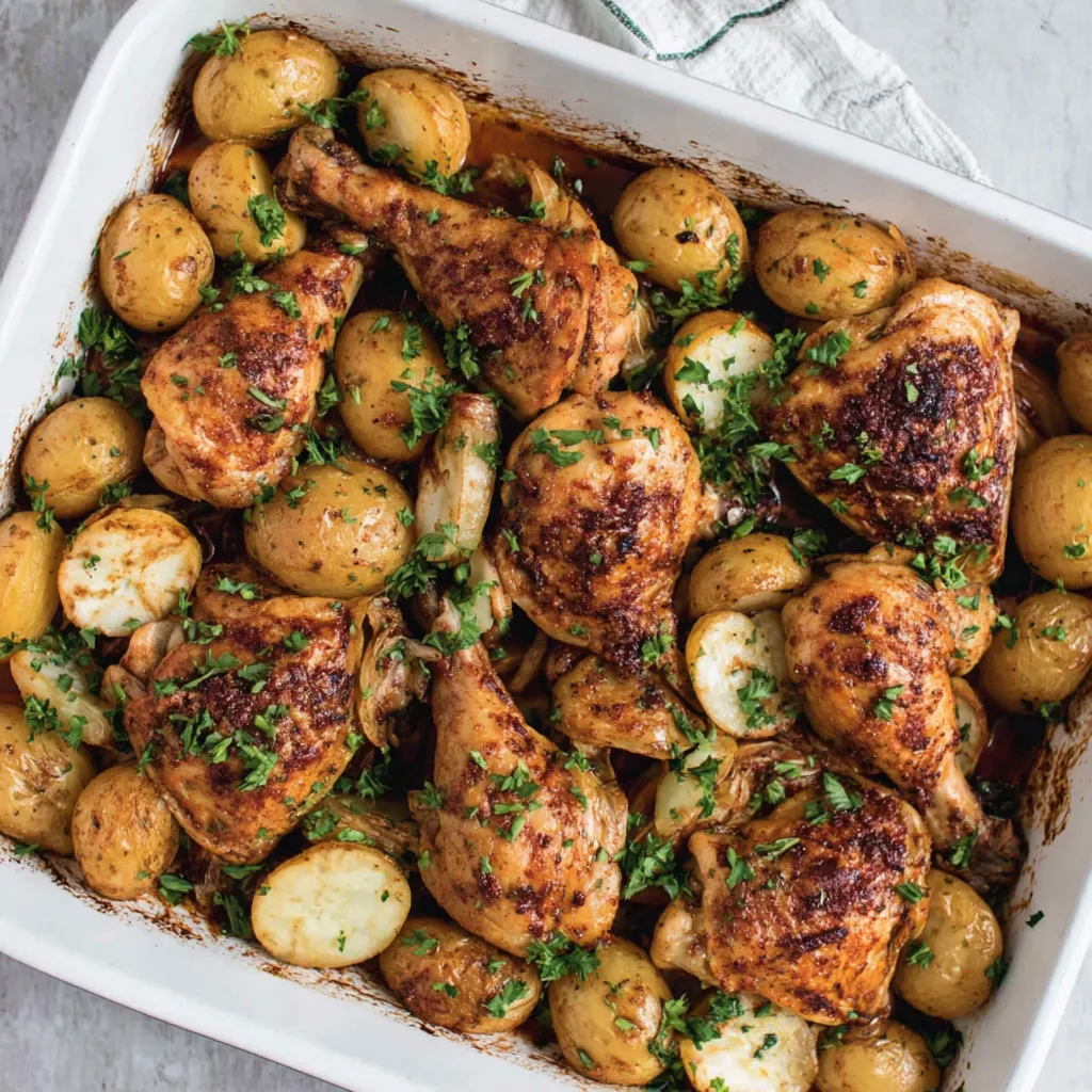 One Pan Lemon Garlic Chicken and Potatoes
