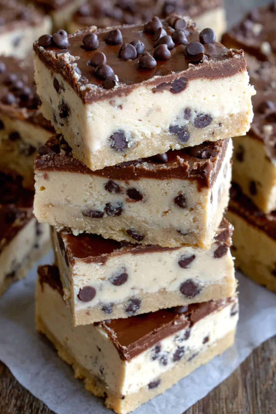 Cookie dough pressed in square pan ready for chilling